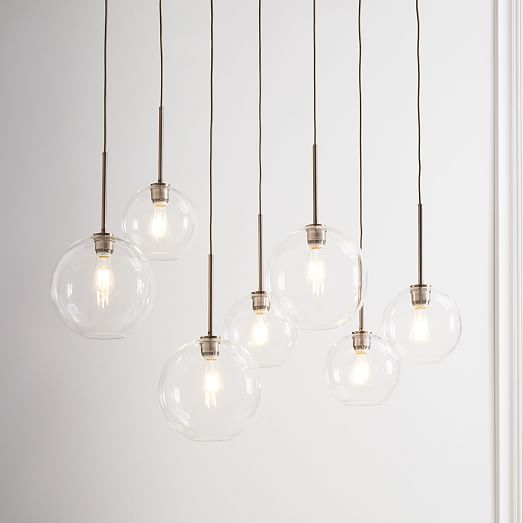 Sculptural Glass Globe 7-Light Chandelier - Mixed (Clear) | west elm