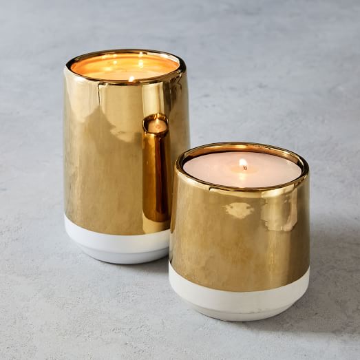 White + Gold Candle west elm