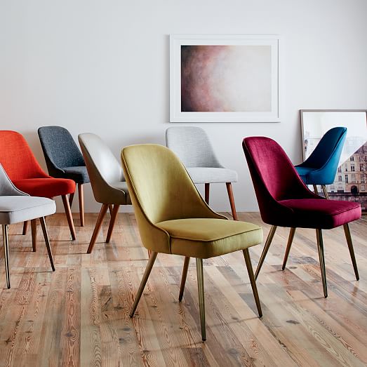 Mid-Century Upholstered Dining Chair - Velvet | west elm