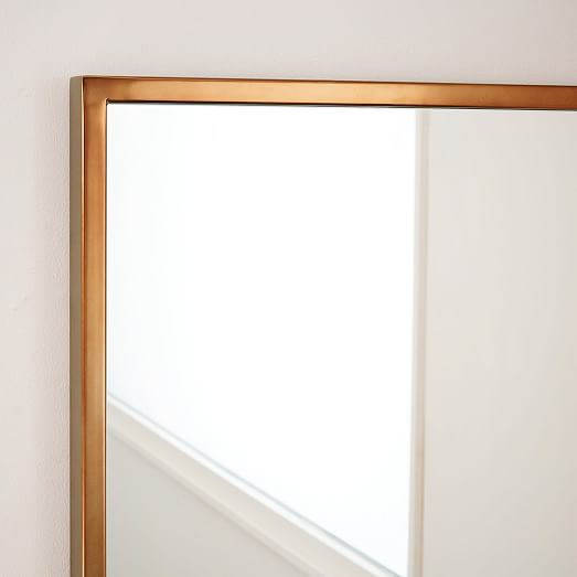 Metal Framed Asymmetrical Floor Mirror - Rose Gold | west elm