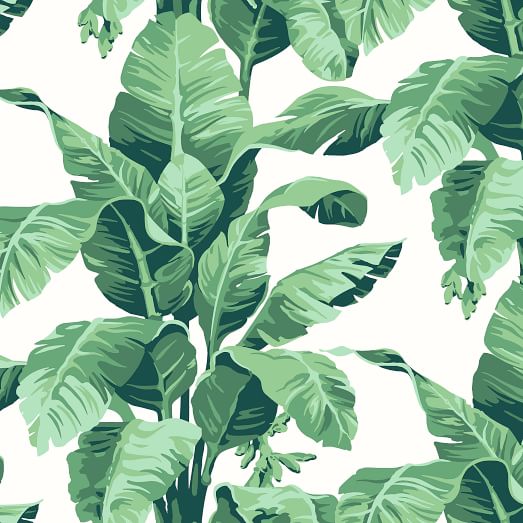 Wallshoppe Tropical Leaf Print Wallpaper | west elm