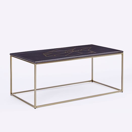 Graphic Marble Inlay Coffee Table - Black | west elm