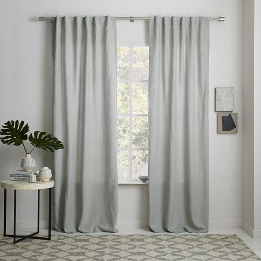 Belgian Flax Linen Curtain - Platinum | west elm