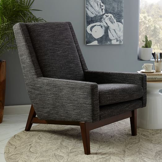Faceted Wood Frame Armchair | west elm