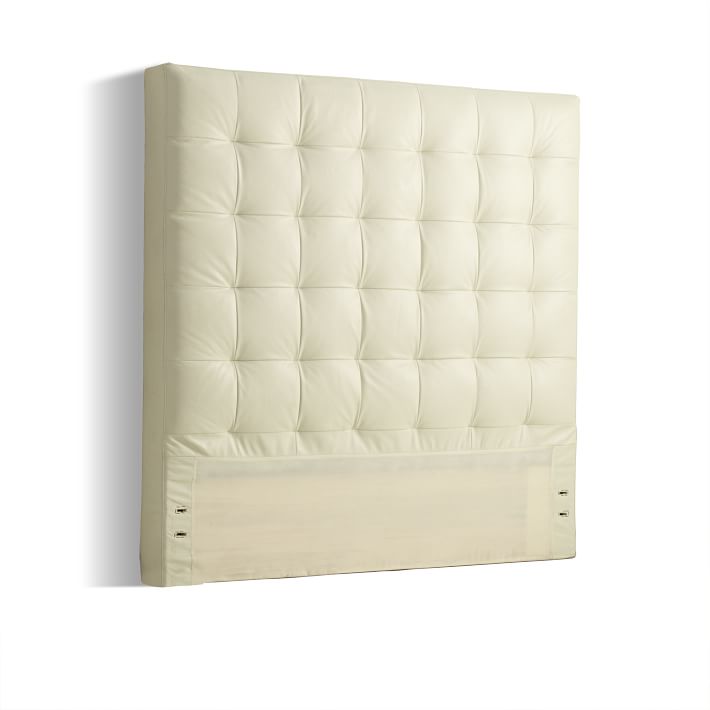 white leather tufted headboard