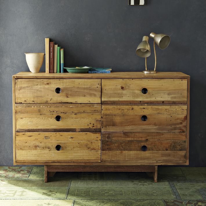 Emmerson Reclaimed Wood 6 Drawer Dresser Natural O 