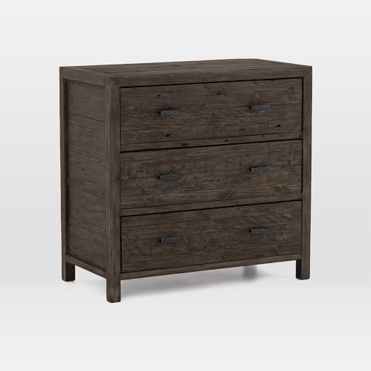 Modern Mixed Reclaimed Wood 3 Drawer Dresser Black Olive