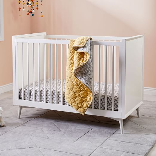 Mid Century Convertible Baby Crib White