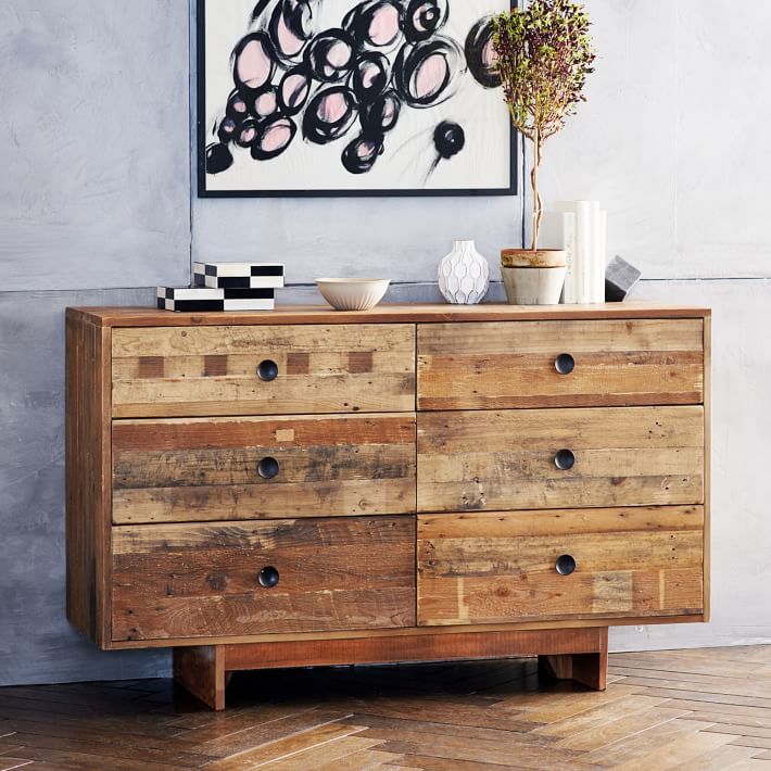 Emmerson Reclaimed Wood 6 Drawer Dresser Natural