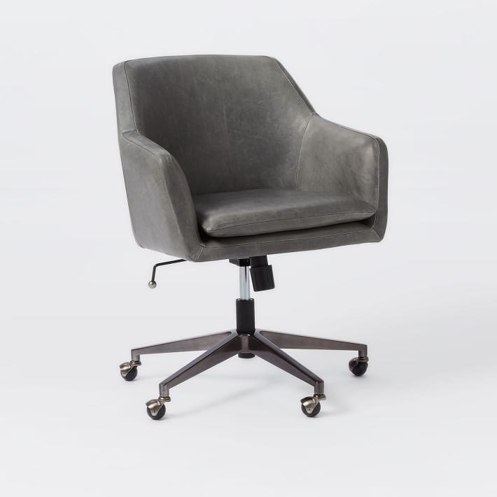 Helvetica Leather Office Chair | West Elm