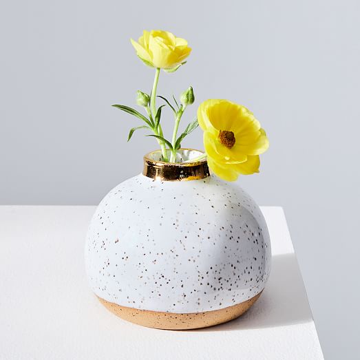 Freckled Pottery Ink Bottle Bud Vase