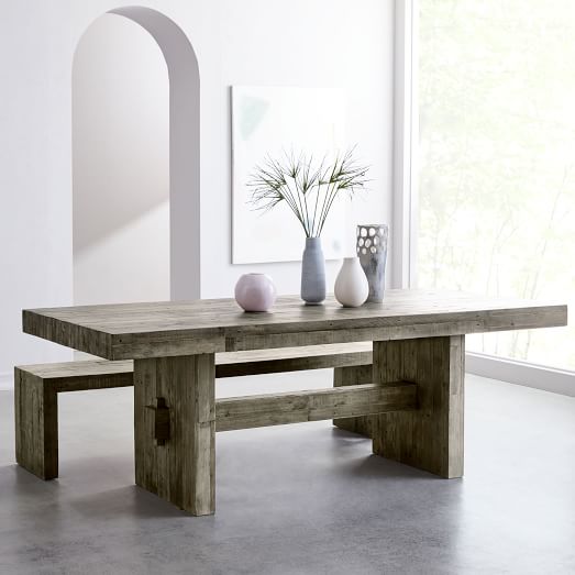 Emmerson Reclaimed Wood Dining Table Stone Gray