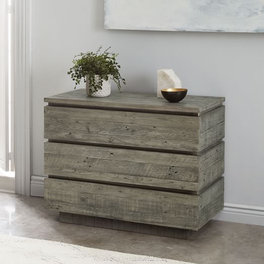 Emmerson Modern Reclaimed Wood 3 Drawer Dresser Stone Gray